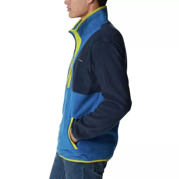 COLUMBIA Back Bowl Full Zip Fleece Jacket Mens XL BLUE YELLOW - Picture 2 of 11